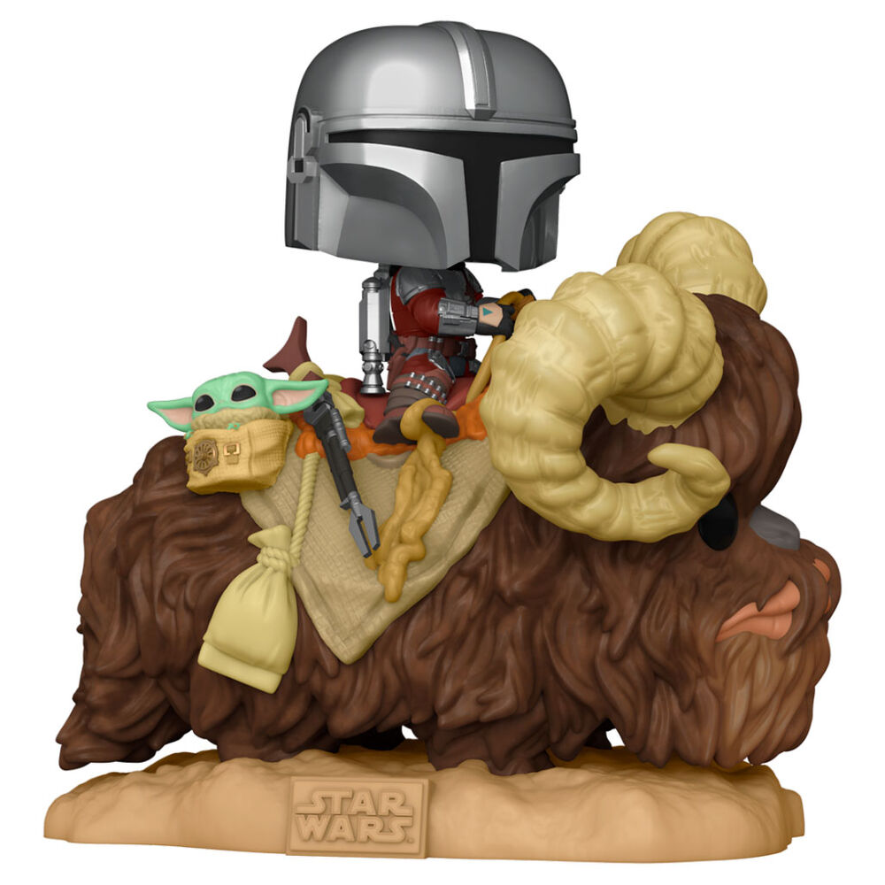 Funko POP!Star Wars The Mandalorian Mando on Bantha with Child in Mochila