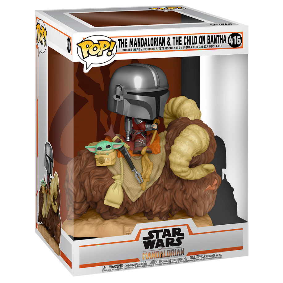 Funko POP!Star Wars The Mandalorian Mando on Bantha with Child in Mochila