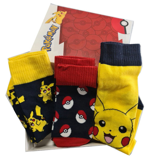 Pokemon Conjunto de 3 Pares Meias