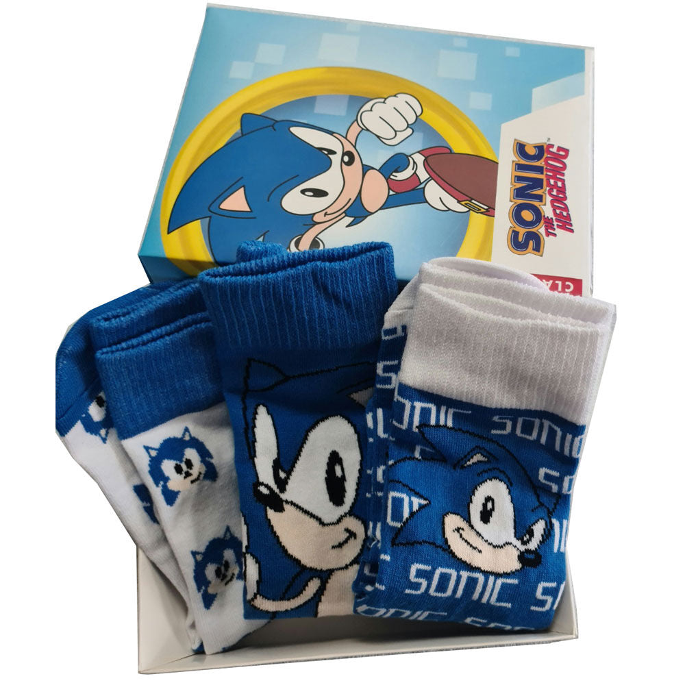 Sonic The Hedgehog Conjunto de 3 Pares Meias