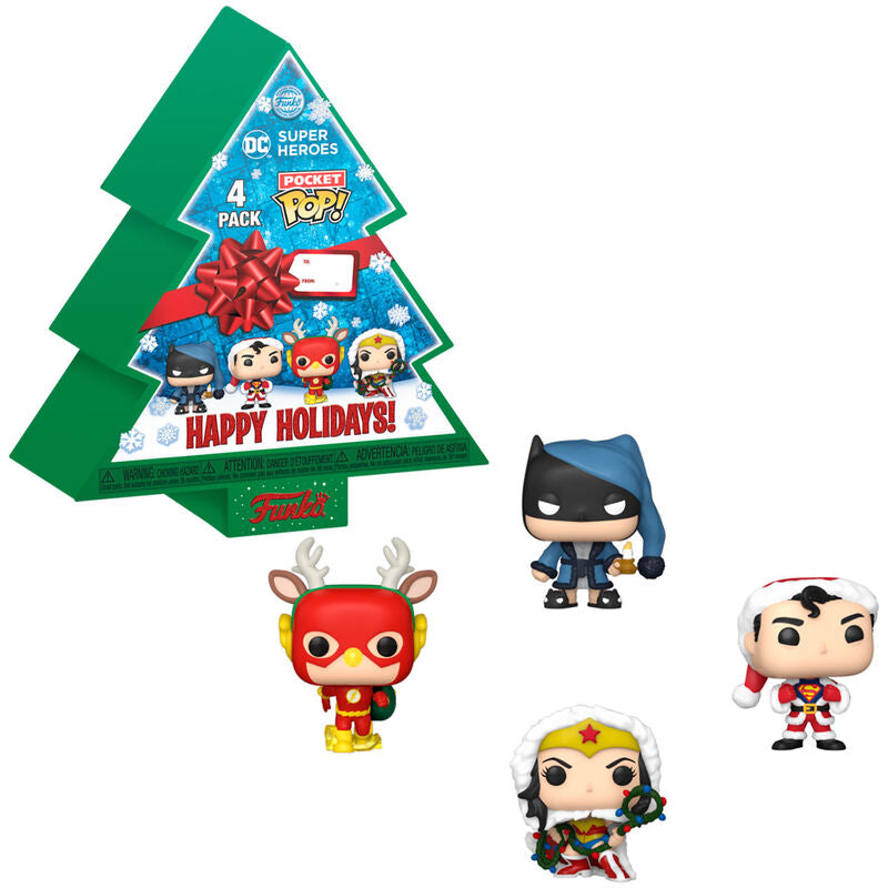 Pocket Funko POP! pack 4 Figuras DC Comics Happy Holidays