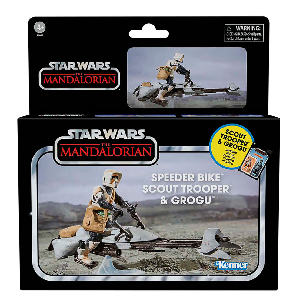 Star Wars the Mandalorian Speeder Bike Scout Trooper & Grogu Figura 9cm
