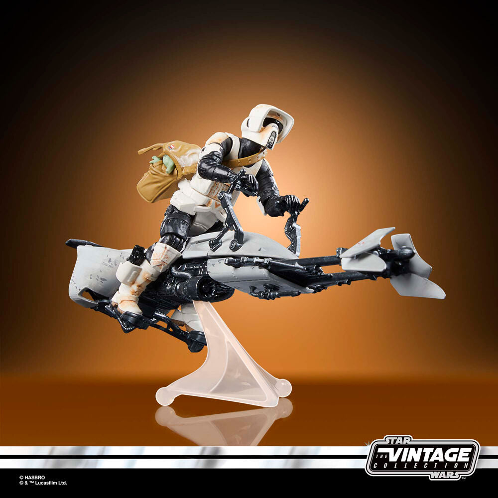 Star Wars the Mandalorian Speeder Bike Scout Trooper & Grogu Figura 9cm