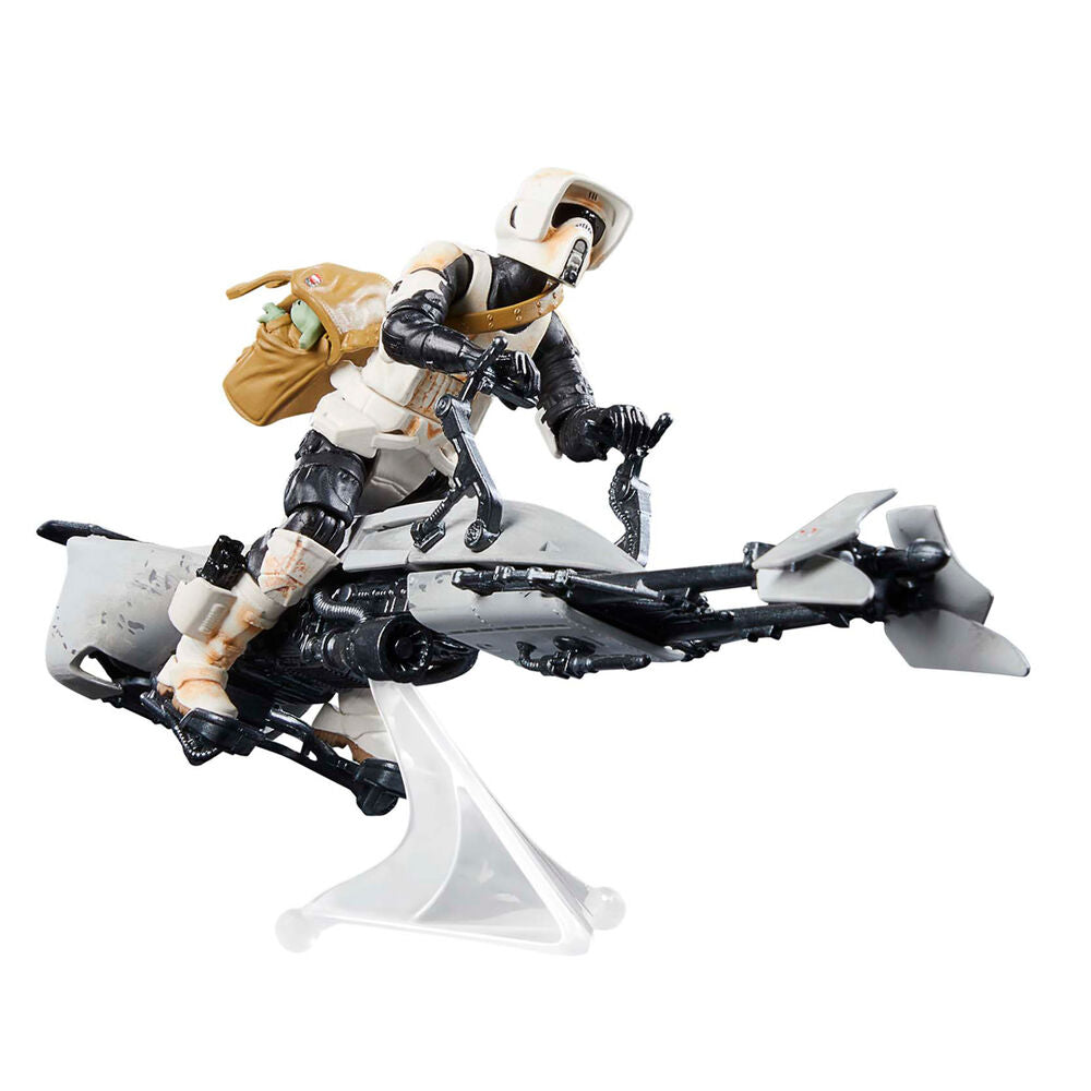 Star Wars the Mandalorian Speeder Bike Scout Trooper & Grogu Figura 9cm