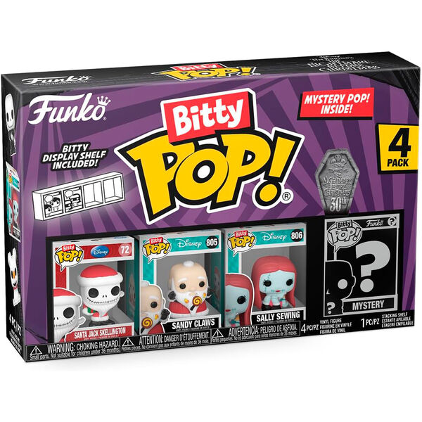 Blister 4 Figuras Bitty Funko POP! Disney Nightmare Before Christmas Santa Jack