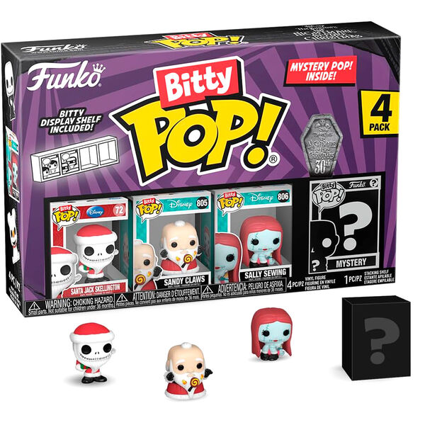 Blister 4 Figuras Bitty Funko POP! Disney Nightmare Before Christmas Santa Jack