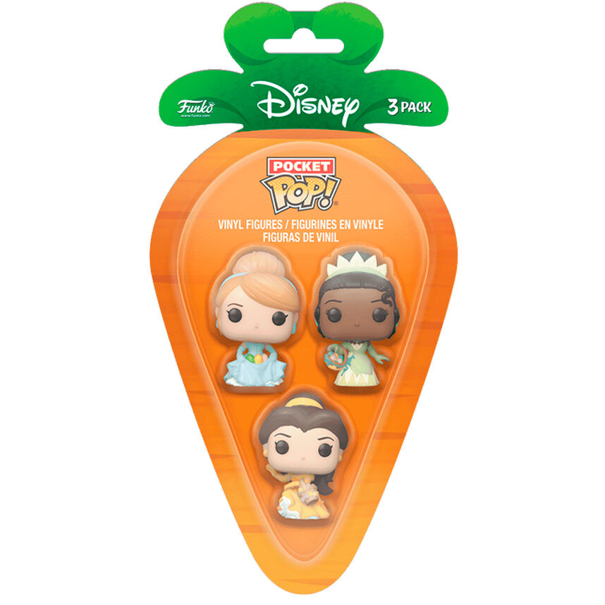 Carrot Pocket Funko POP! blister 3 Figuras Disney Princess Cinderella Tiana Bella easter