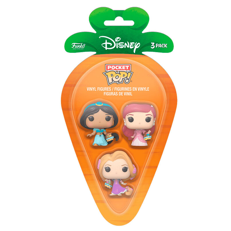 Carrot Pocket Funko POP! blister 3 Figuras Disney Princess Rapunzel Ariel Jasmin easter
