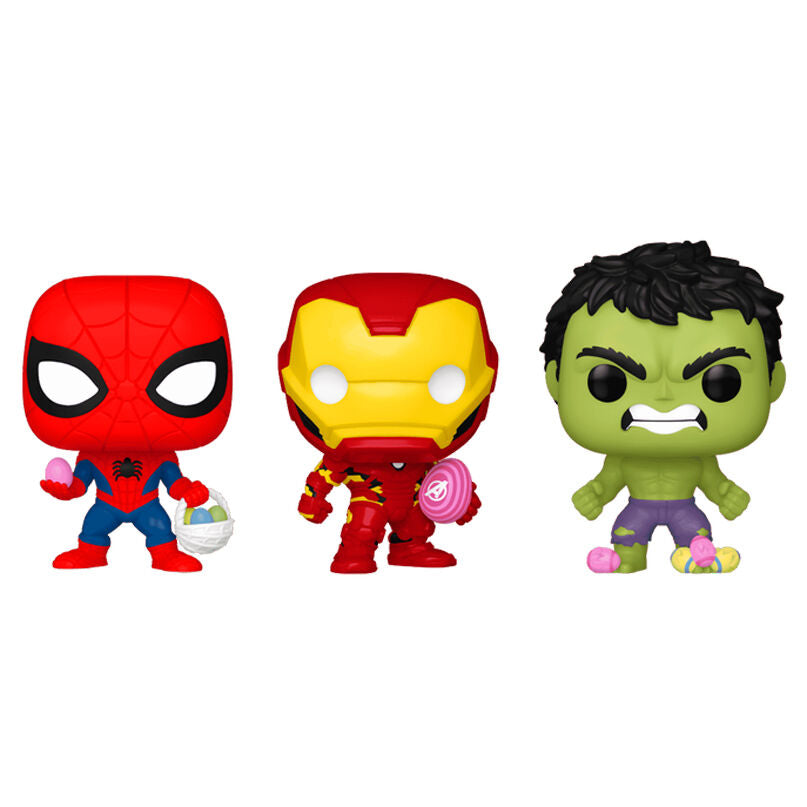 Carrot Pocket Funko POP! blister 3 Figuras Marvel Spiderman Hulk Iron Man easter