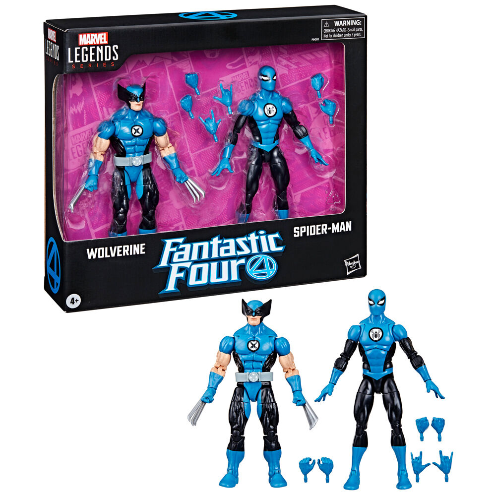 Marvel Fantastic Four Wolverine Spiderman pack 2 Figuras 15cm