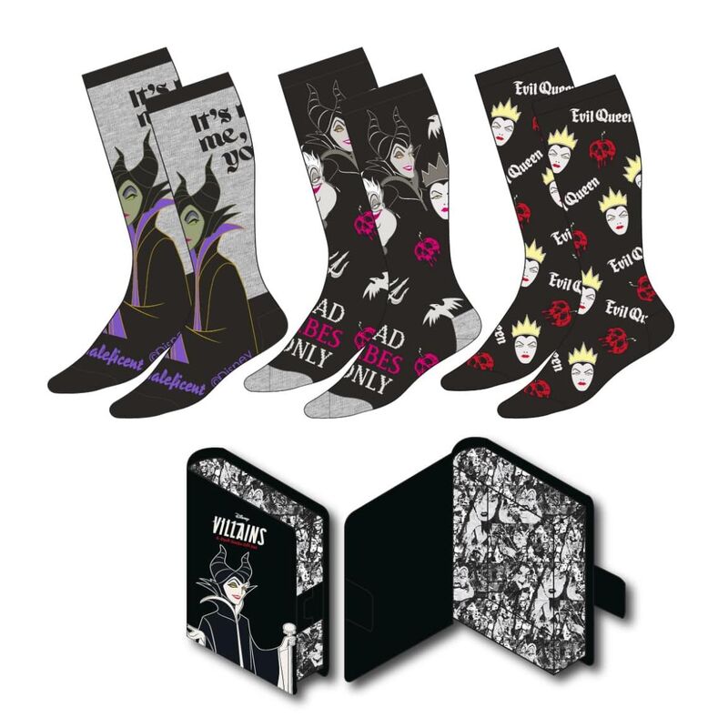 Disney Villains Conjunto de 3 Pares Meias