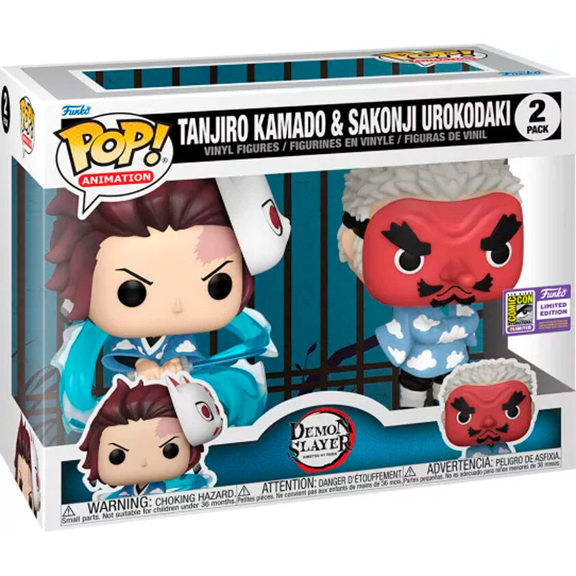Funko POP! pack 2 Figuras Demon Slayer Kimetsu no Yaiba Tanjiro Kamado & Sakonji Urokodaki
