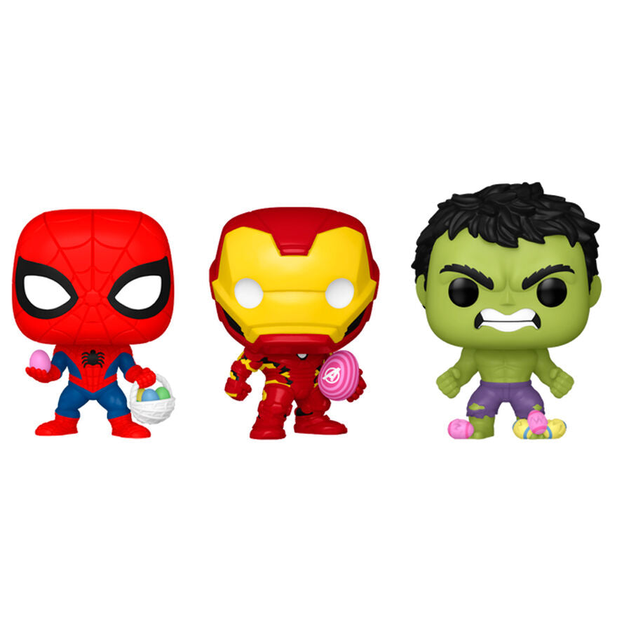 Pocket Funko POP! blister 3 Figuras Marvel Spiderman Hulk Iron Man Easter