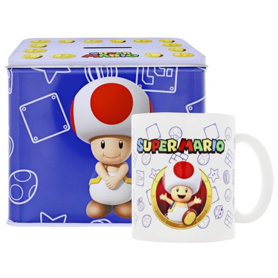 Nintendo Super Mario Bros Toad Caneca + Mealheiro set