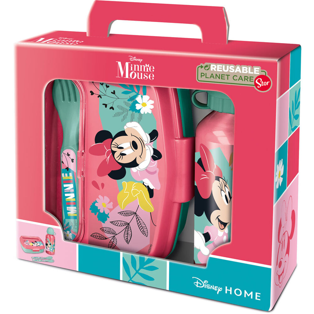 Disney Minnie Set Sandwich Conjunto de Lancheira + Garrafa de Alumínio 400ml