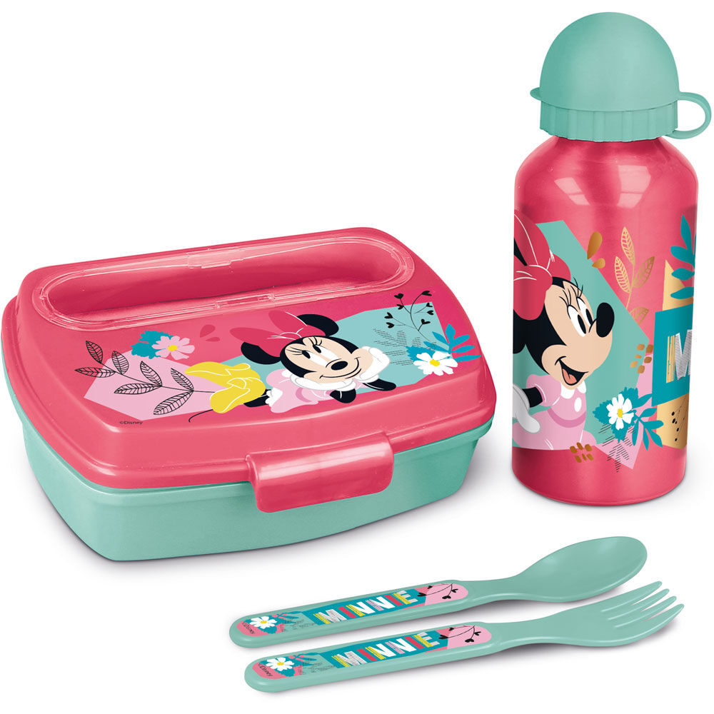 Disney Minnie Set Sandwich Conjunto de Lancheira + Garrafa de Alumínio 400ml