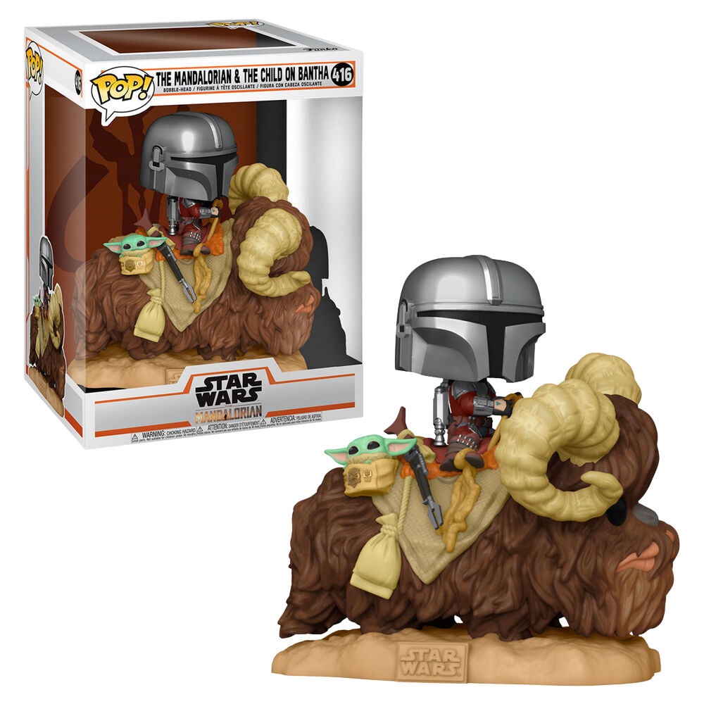Funko POP! Star Wars - The Mandalorian on Bantha with Child in Bag
