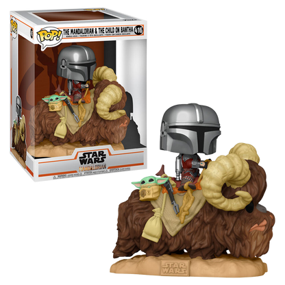 Funko POP! Star Wars - The Mandalorian on Bantha with Child in Bag