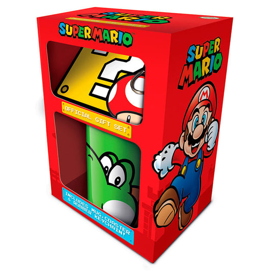 Nintendo Super Mario conjunto presente com Caneca e Porta-Chaves