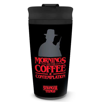 Stranger Things Coffe and Contemplation travel Caneca
