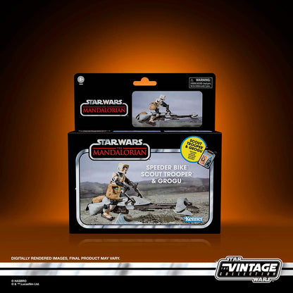 Star Wars the Mandalorian Speeder Bike Scout Trooper & Grogu Figura 9cm