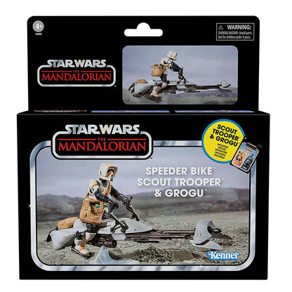 Star Wars the Mandalorian Speeder Bike Scout Trooper & Grogu Figura 9cm