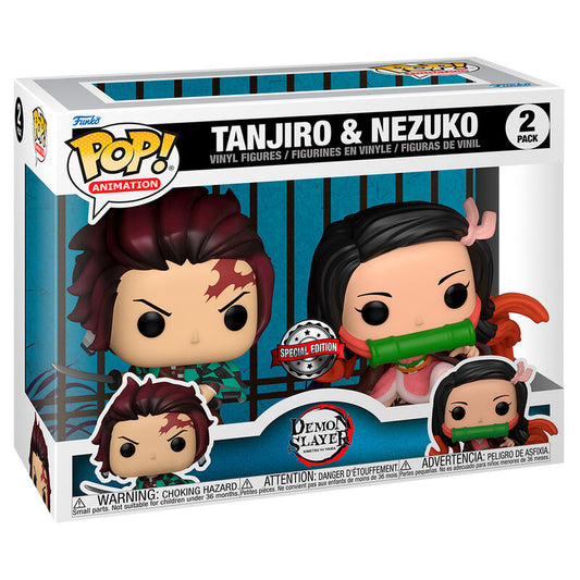 Funko POP! pack 2 Figuras Demon Slayer Kimetsu no Yaiba Tanjiro & Nezuko Exclusive