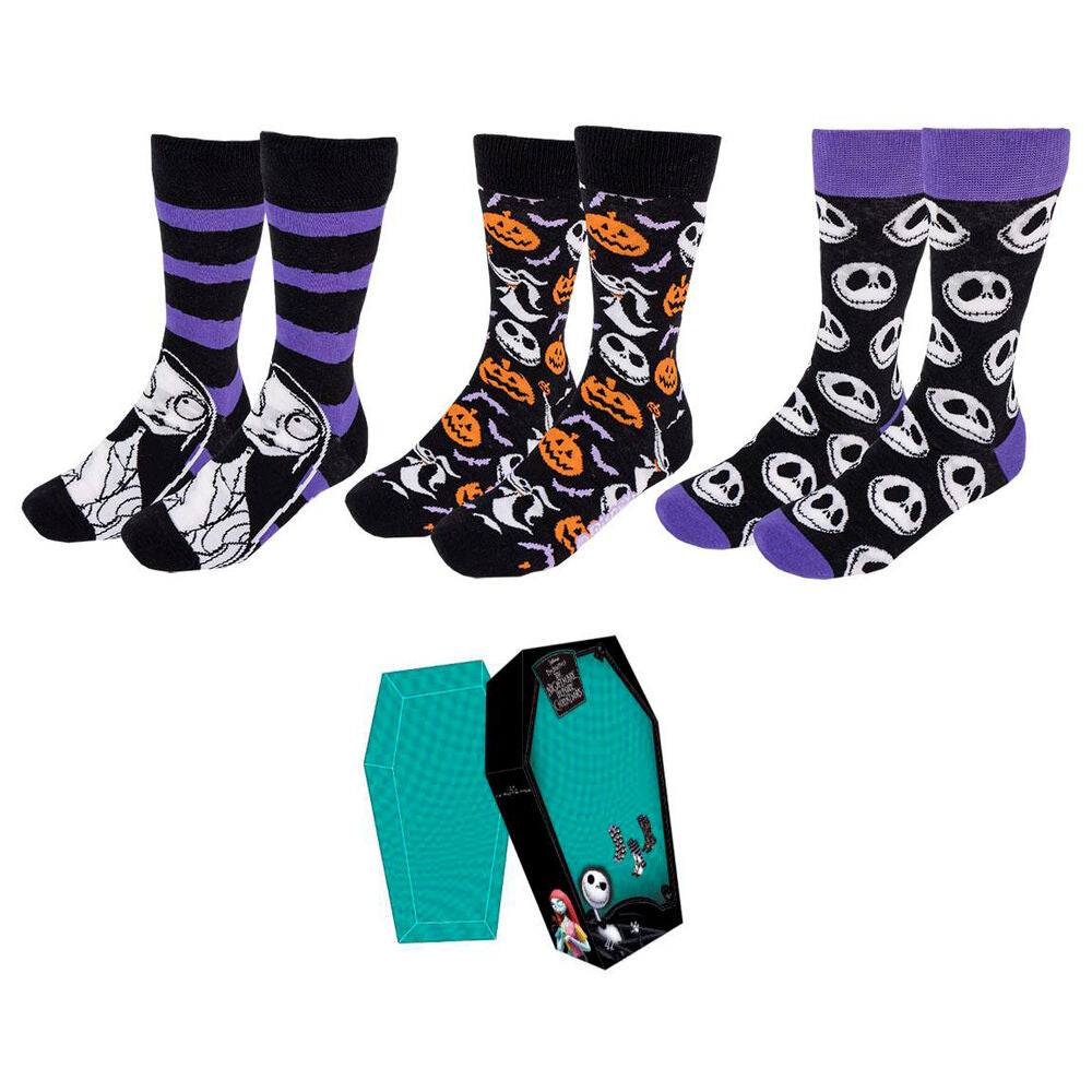 Disney Nightmare Before Christmas Conjunto de 3 Pares Meias